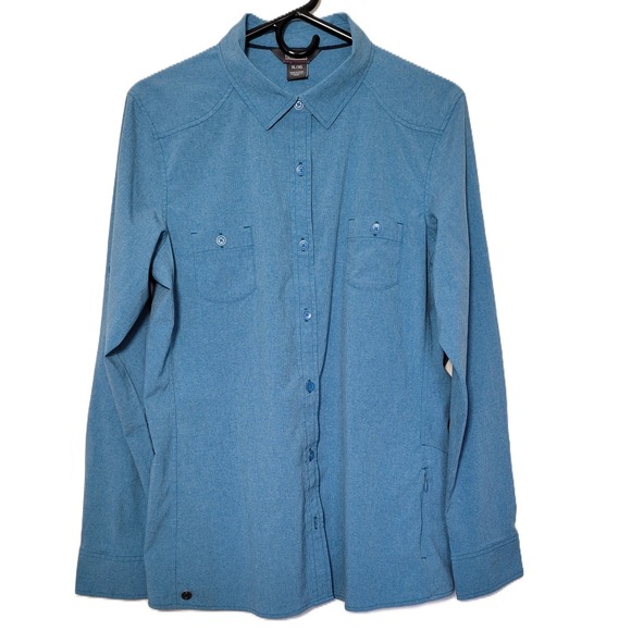 Outdoor Research Women's XL‎ Blue Reflection Long Sleeve Button Up Shirt Pockets - Picture 2 of 16